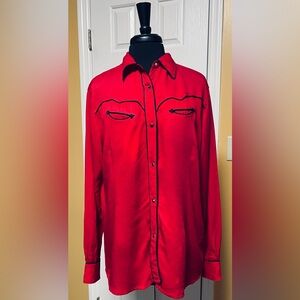 Wrangler Red Casual Button Down Shirt - Vintage